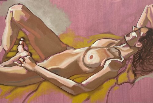 Reclining Nude (Purple) by Tarja Laine