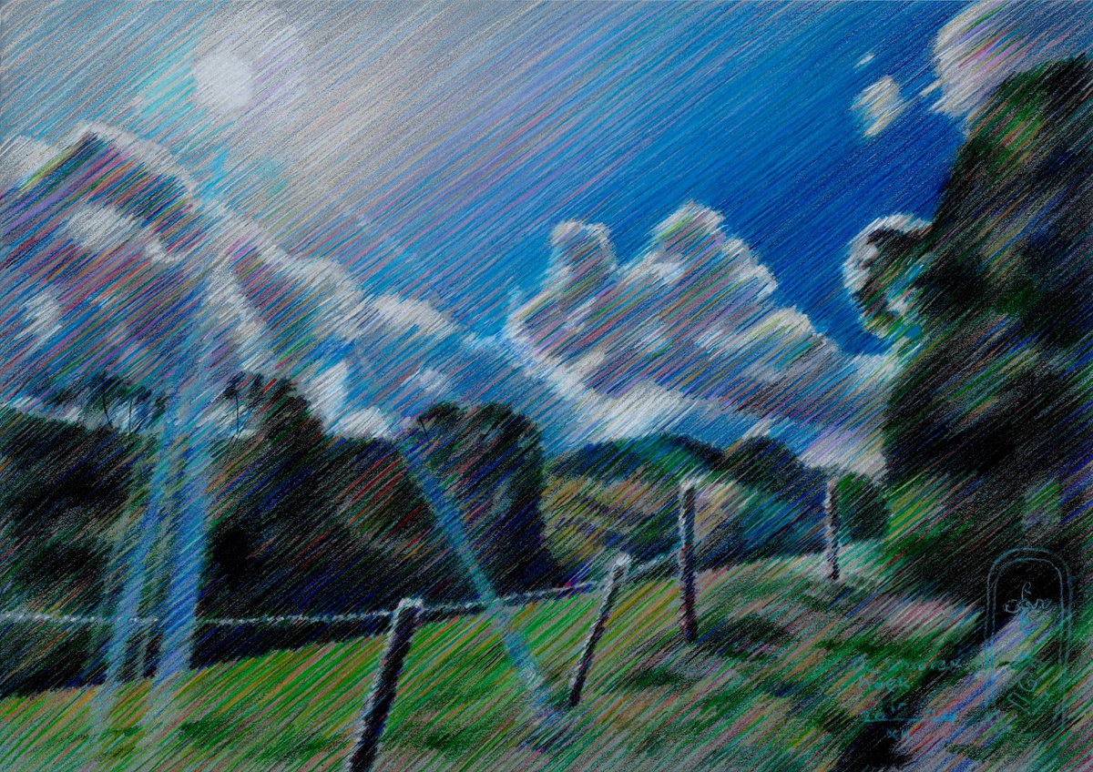 Impressionistic Landscape Pencil Drawing By Corne Akkers, 12 X 8, De Smorenhoek - 15-12-24, Original Artwork