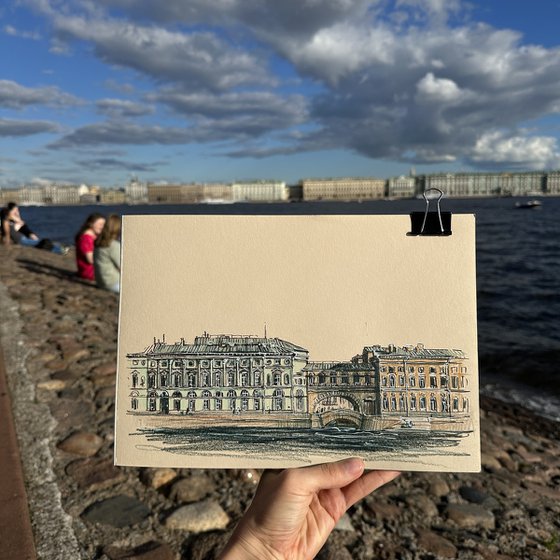 Saint Petersburg street view - embankment close to the Hermitage