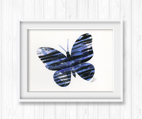 A Butterfly Story - 5 - Abstract Minimal Butterfly Painting Collage by Kathy Morton Stanion