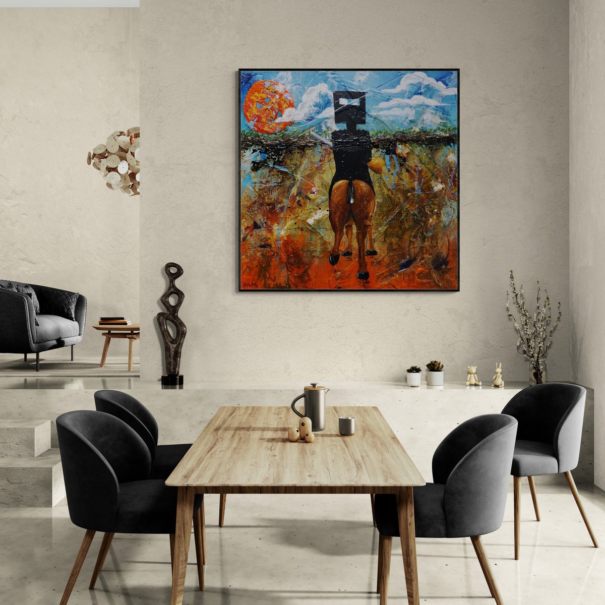 Urban And Pop Portrait Acrylic Painting By Franko, 47 X 47, Solo Rider Ned, Original Artwork