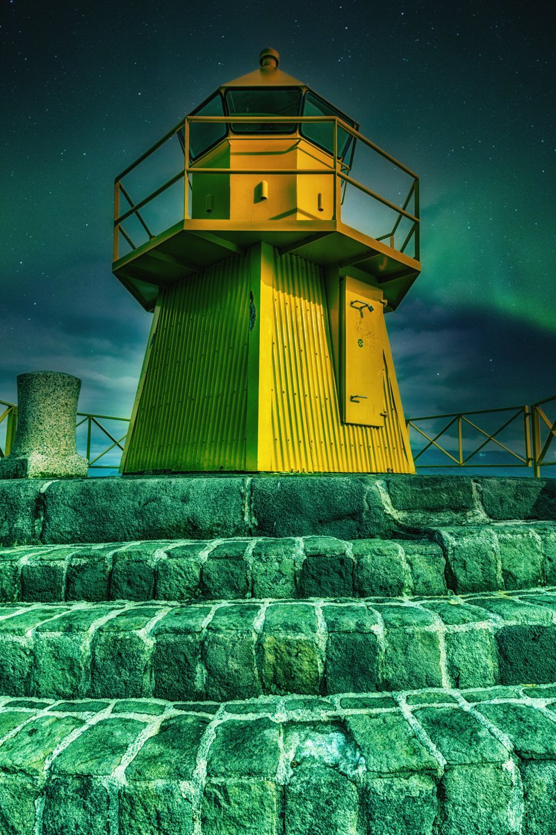 Photorealistic Cityscapes Photograph By Paul Nash, 16 X 24", Lighthouse Aurora, Original Artwork