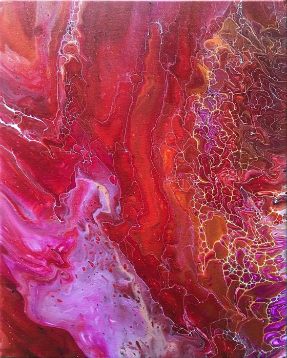 "Electric Charge" - FREE USA SHIPPING - Original Abstract PMS Fluid Acrylic Painting - 16 x 20 inches