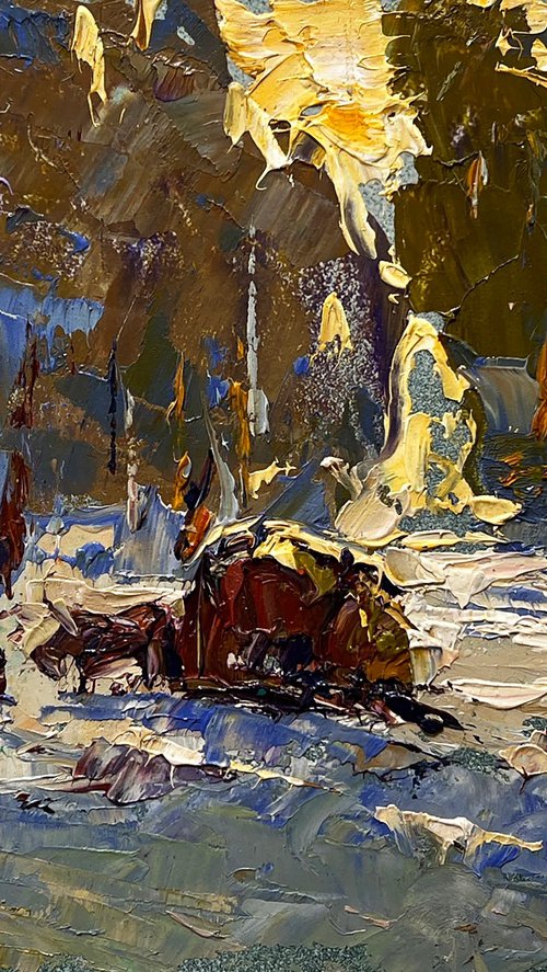 Winter evening in the forest by Kalenyuk Alex