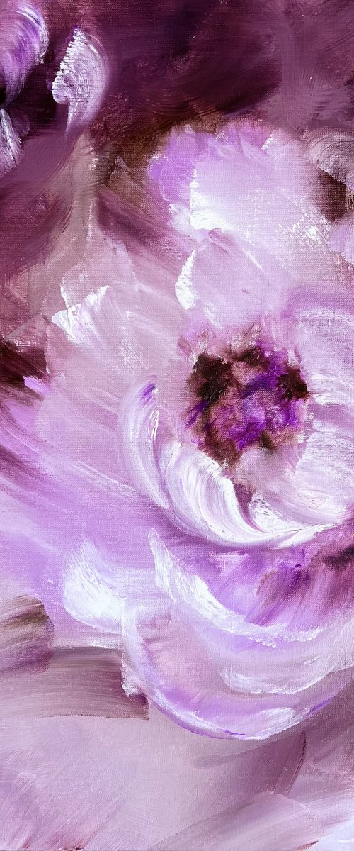 POWDERY TEMPTATION - Light pink. Abstract flowers. Blossoming tulips. Haze. Delight. Inspiration. Dreamer. by Marina Skromova