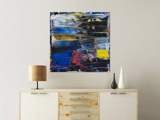 "Cut To Pieces" - Original PMS Large Abstract Acrylic Painting On Canvas - 36" x 36"