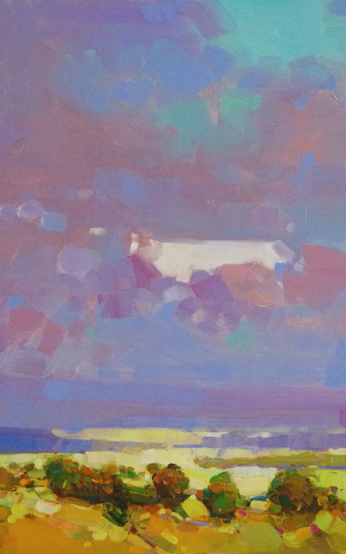 The Hill, Landscape oil painting, One of a kind, Signed, Hand Painted by Vahe Yeremyan