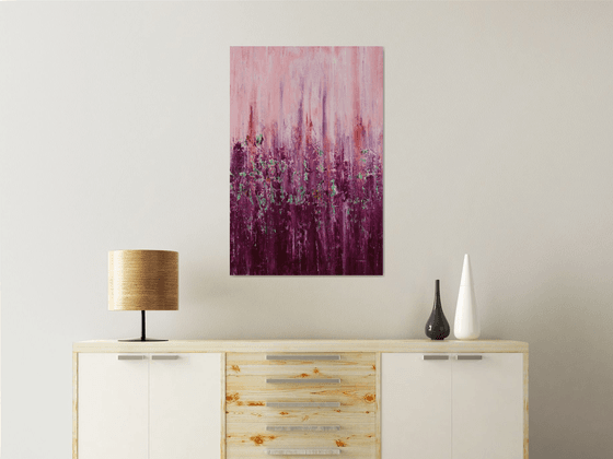 Red Violet - Textured Abstract Floral Painting