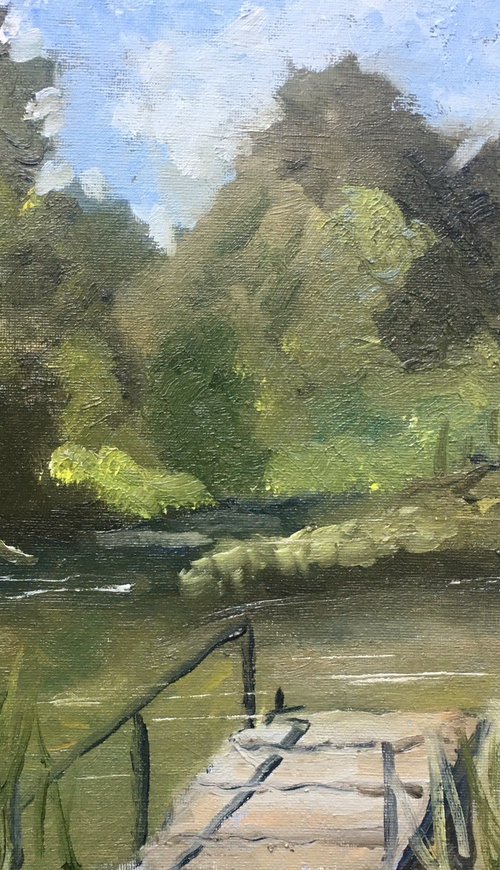 Tranquil lake on the farm by Julian Lovegrove Art