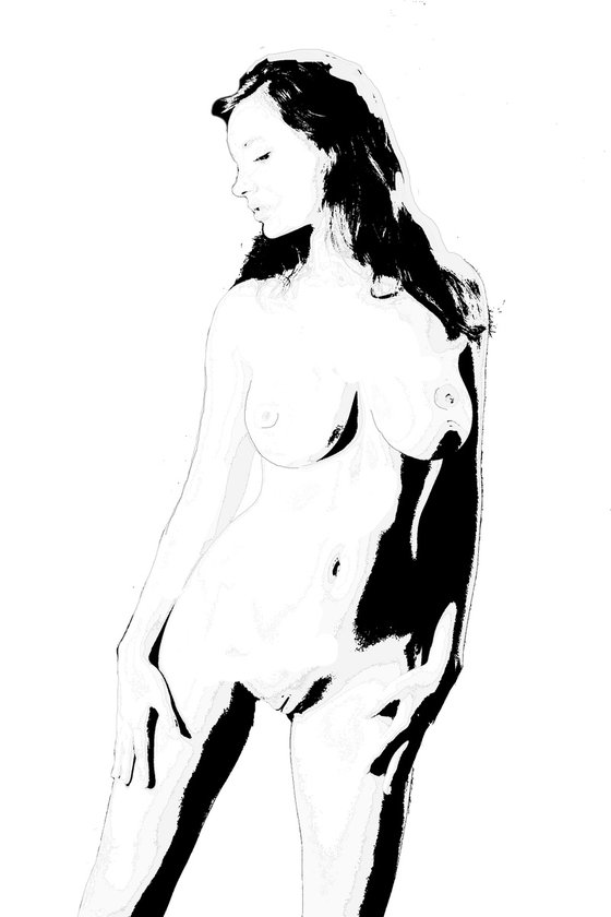 NUDE IN BLACK AND GREY #7   30"X42"