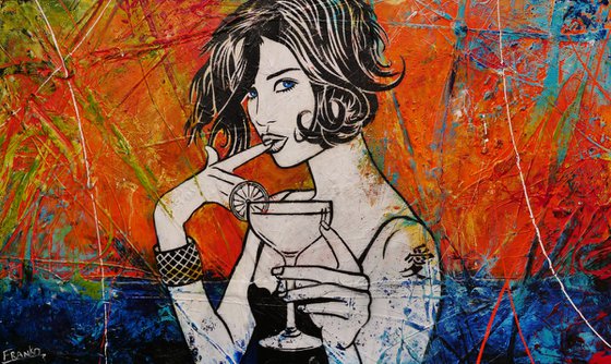 Lime Cocktail 200cm x 120cm Huge Texture Urban Pop Art