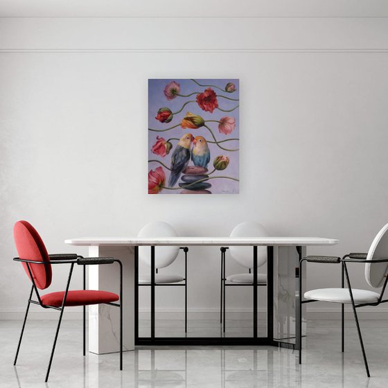 "Love birds and flowers"