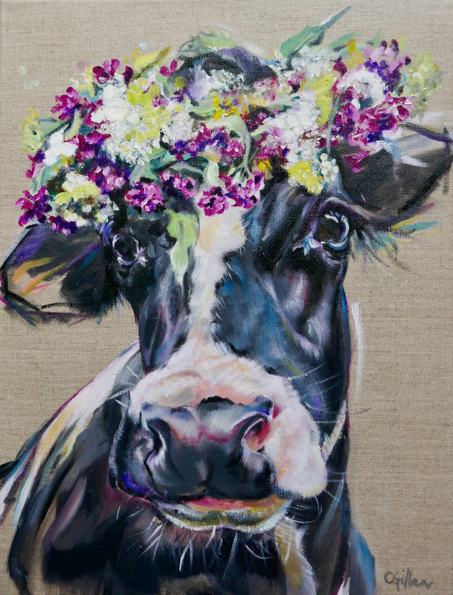 Joga Holstein Cow original oil painting by Carol Gillan