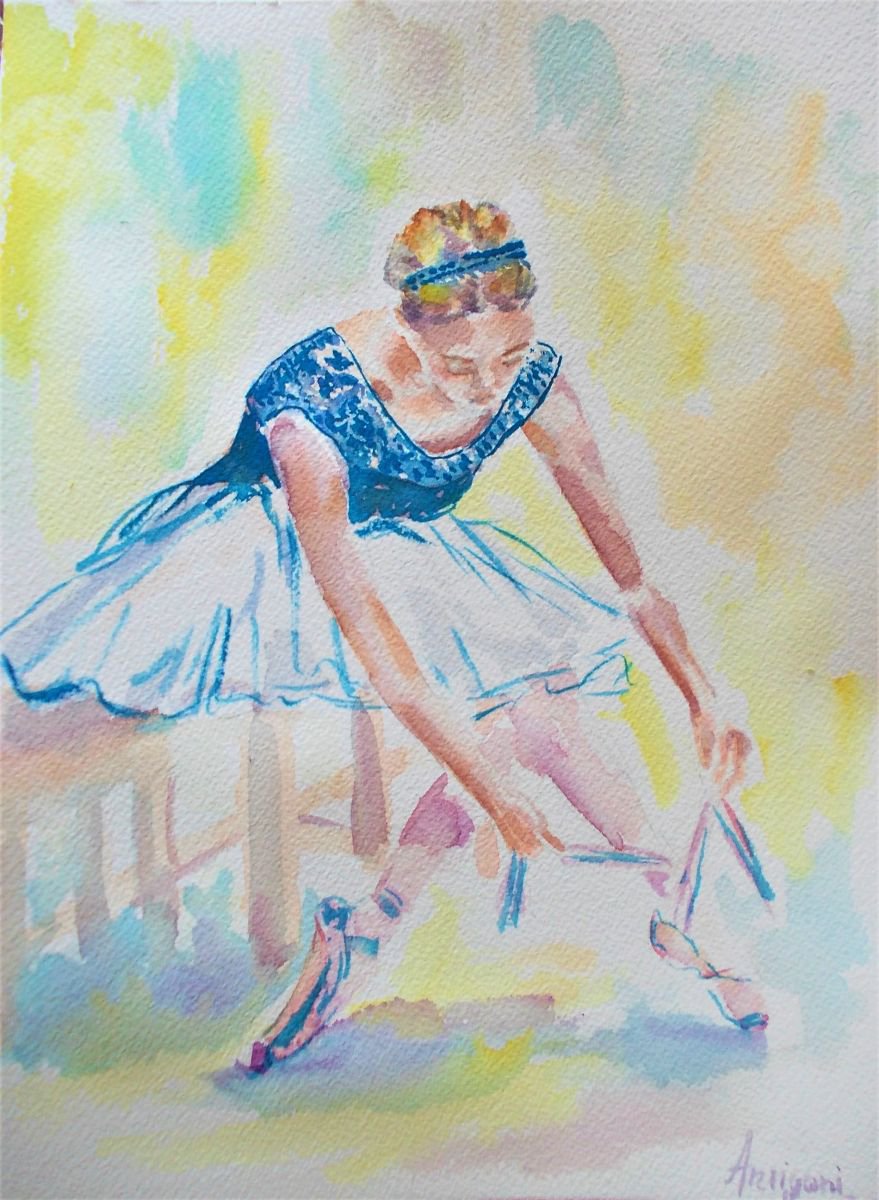 Ballerina 2-Original ballet watercolor painting Watercolour by Antigoni ...