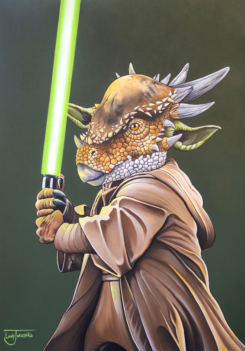 Illustrative Animal Acrylic Painting By Lady Jurassika, 20 X 28", Pachyodasaurus, Original Artwork