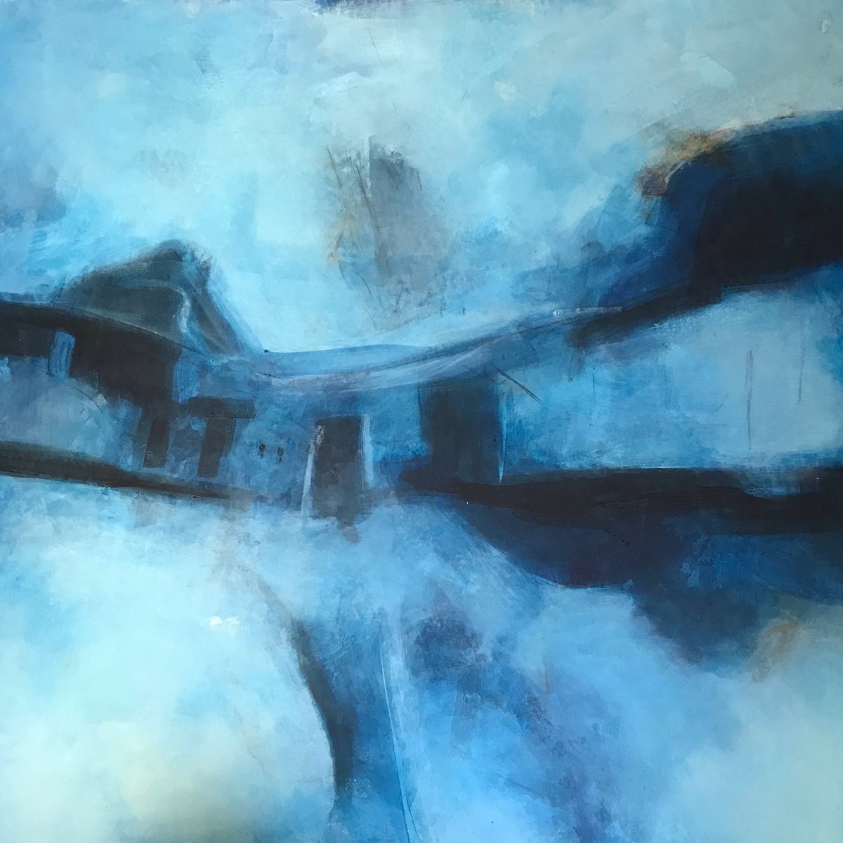 Expressive Abstract Acrylic Painting By Romuald Mulk Musiolik, 79 X 79", Eninia, Original Artwork