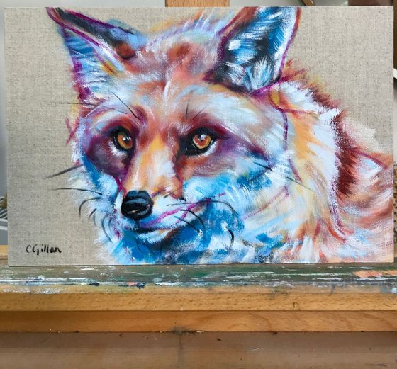 Fox Original Oil Painting Reynard 12x8"