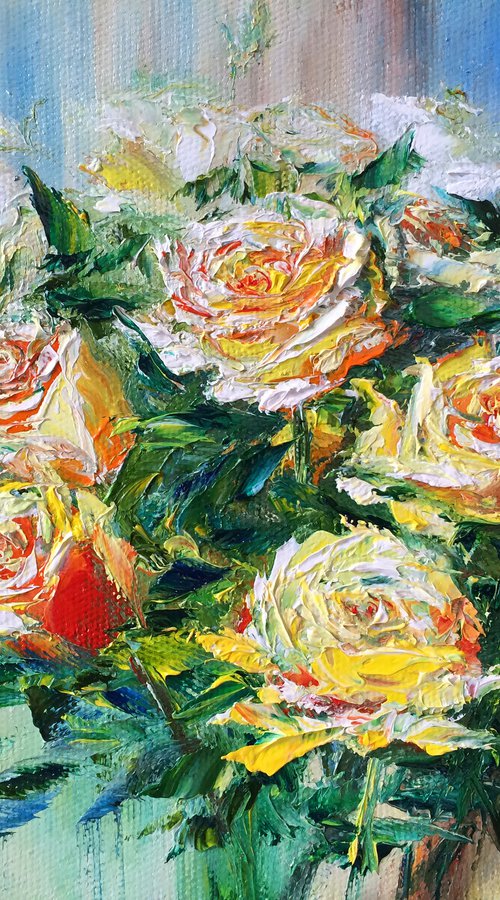 TEA BOUQUET - Roses. Bouquet. Tea time. Midday. Classic. Orange flower. Charm. by Marina Skromova