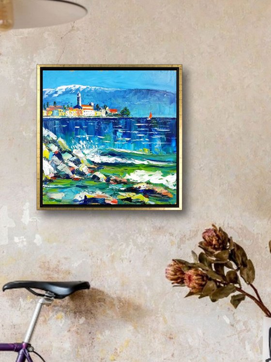 Salo Town on Garda Lake, Italy Seascape, Oil Painting