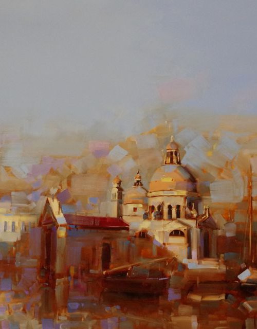 Venice in Gold Original oil painting Handmade artwork One of a kind Large Size by Vahe Yeremyan