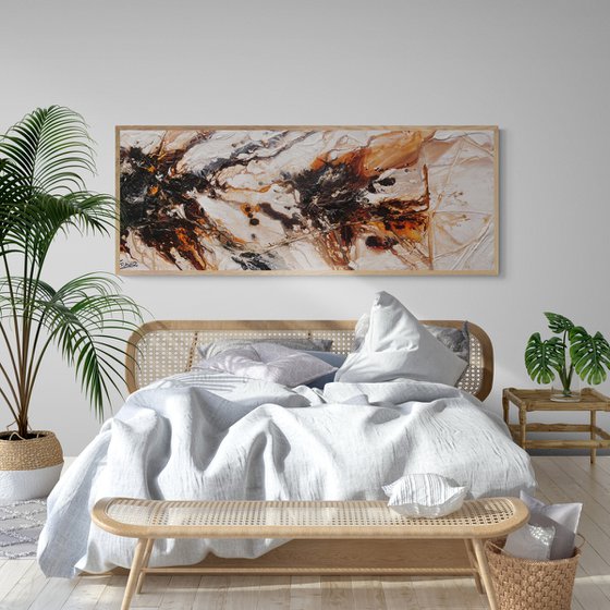 Umber Oxide 160cm x 60cm Brown White Textured Abstract Art
