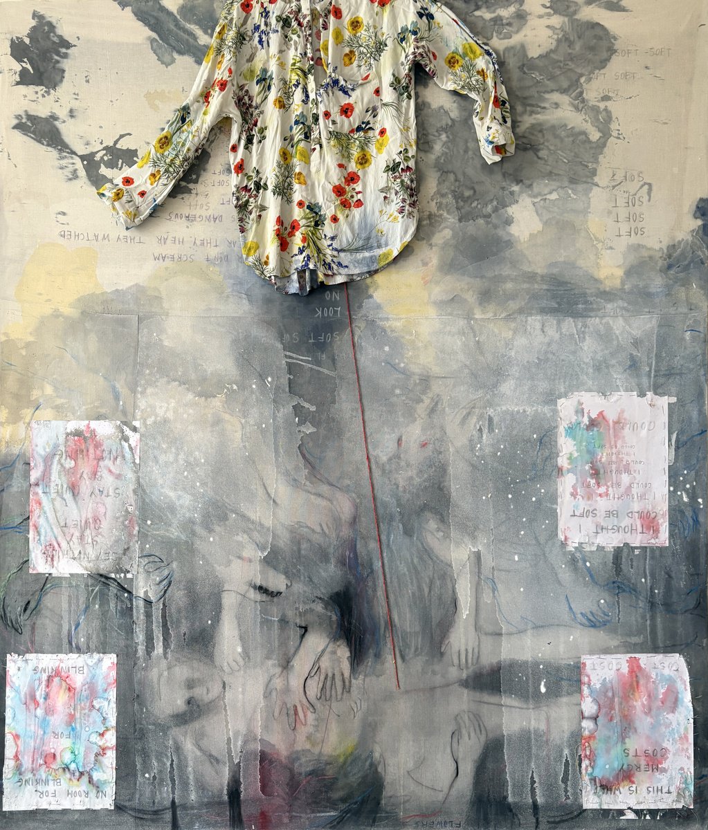 Abstract Portrait Painting By Gela Mikava, 54 X 63, Figurative Abstraction, Original Artwork