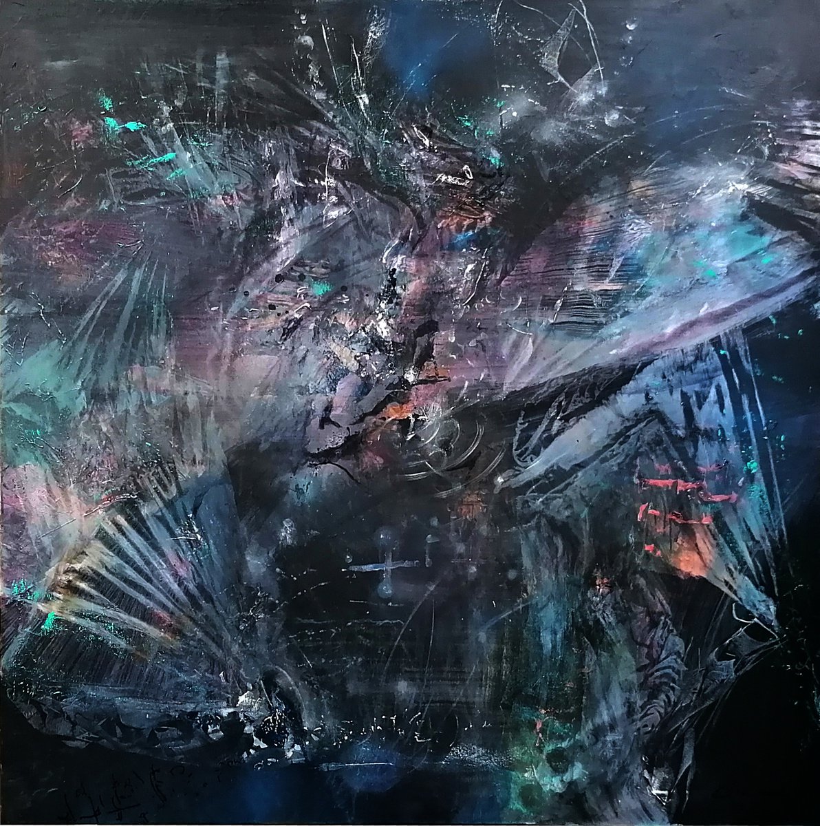 Abstract Acrylic Painting By Kloska Ovidiu, 51 X 51", Abstract Mindscape By O Kloska, Original Artwork