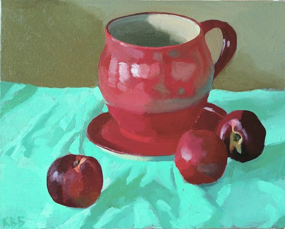 Red Pitcher and Peaches