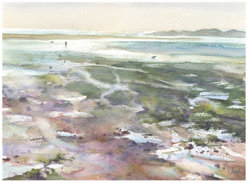 "A low tide in Exmouth -2" by Merite Watercolour