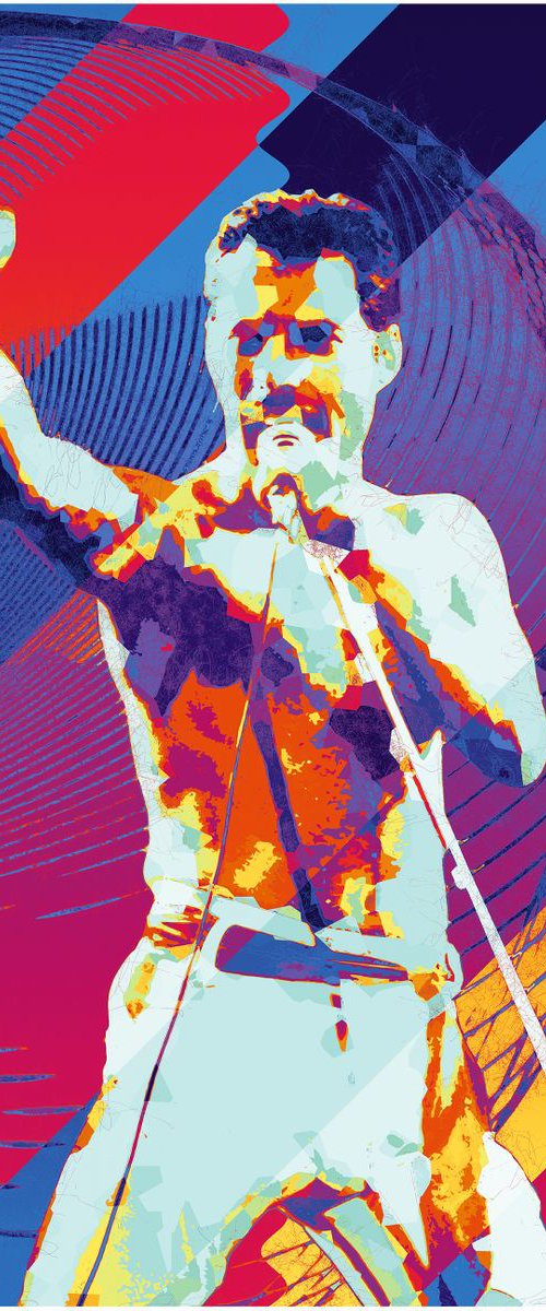 Freddie Mercury - Modern Poster 1 Stylised Large Art by Jakub DK - JAKUB D KRZEWNIAK