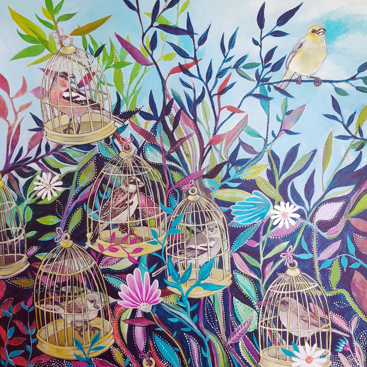 Expressive Abstract Acrylic Painting By Carolynne Coulson, 24 X 24, The One That Got Away, Original Artwork