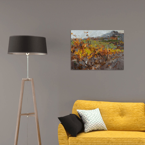 Autumn vineyard Landscape painting