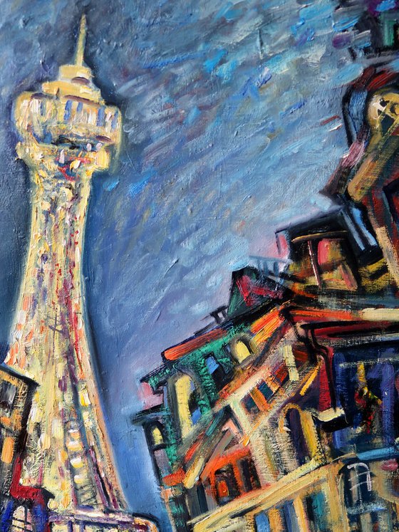 Evening, street, tower.