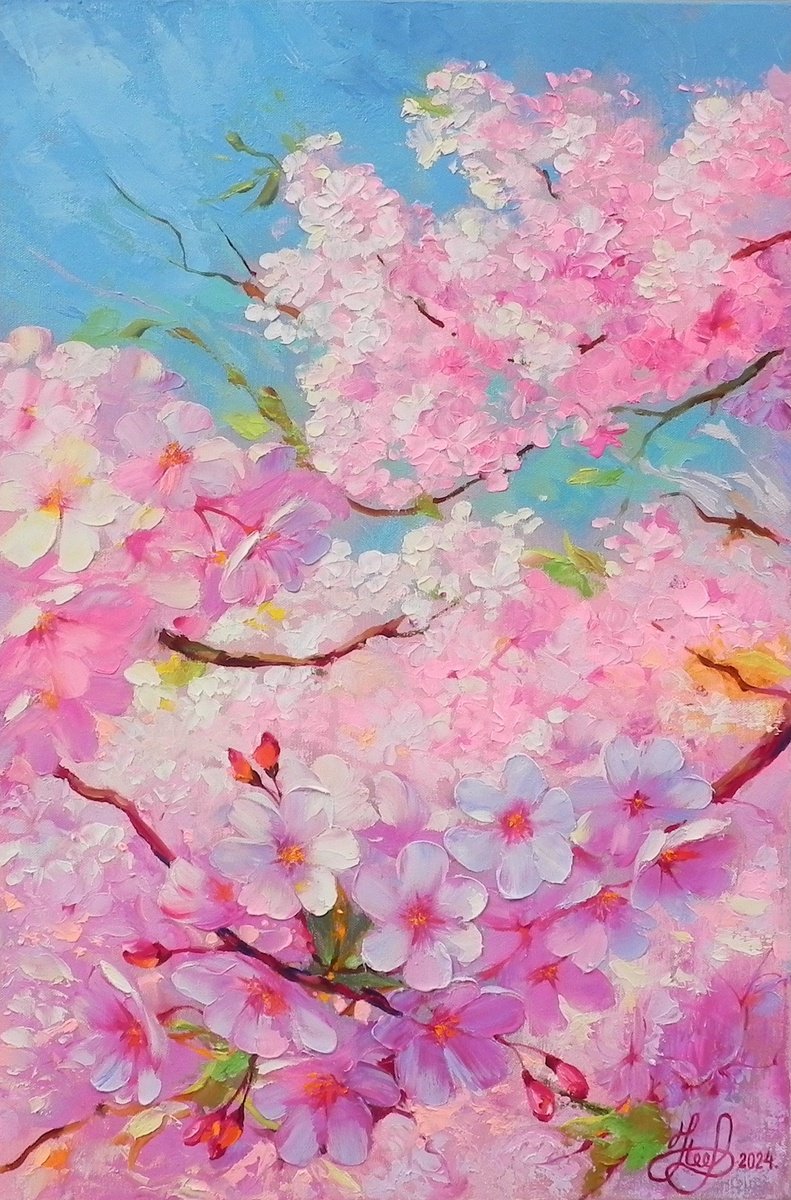 Impressionistic Botanical Oil Painting By Yurii Novikov, 16 X 24", "Spring Bloom", Original Artwork