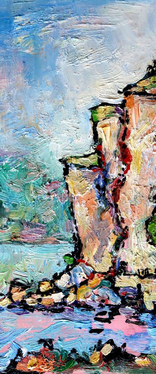 Côte d'Azur near Menton. by Nikifor Swiristuhin