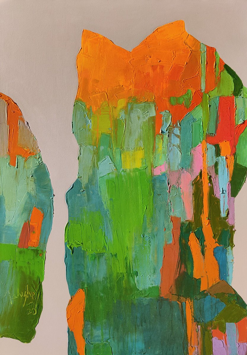 Abstract Acrylic Painting By Abhishek Kumar, 36 X 54, Sunset Peaks, Original Artwork