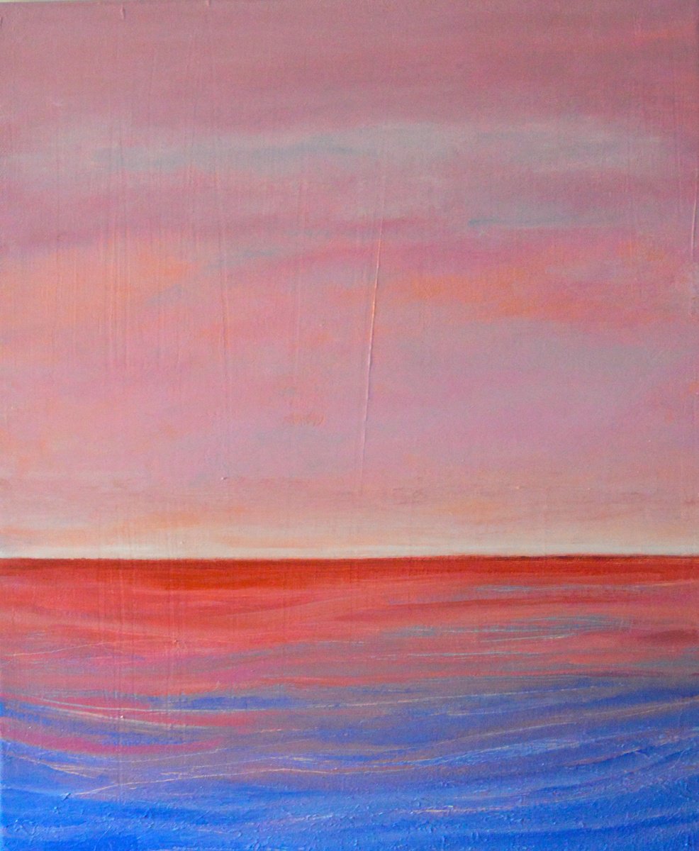 Organic Landscape Oil Painting By Cristian Valentich, 18 X 22, Sunset Fragments, Original Artwork