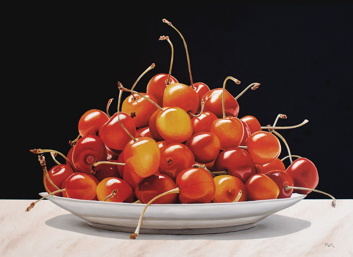 Photorealistic Oil Painting , Cherry Pyramid By Dietrich Moravec, 28 X 20, Artwork For Sale On Artfinder