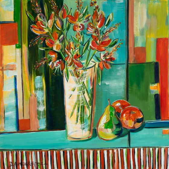 STILL LIFE WITH ORANGE CROCOSMIA
