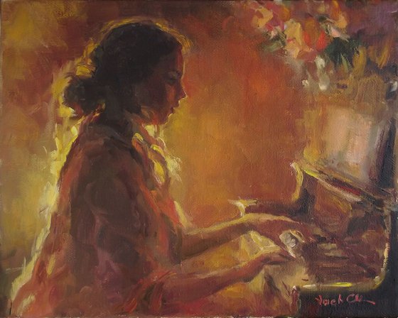 Piano player, "Moonlight Sonata"