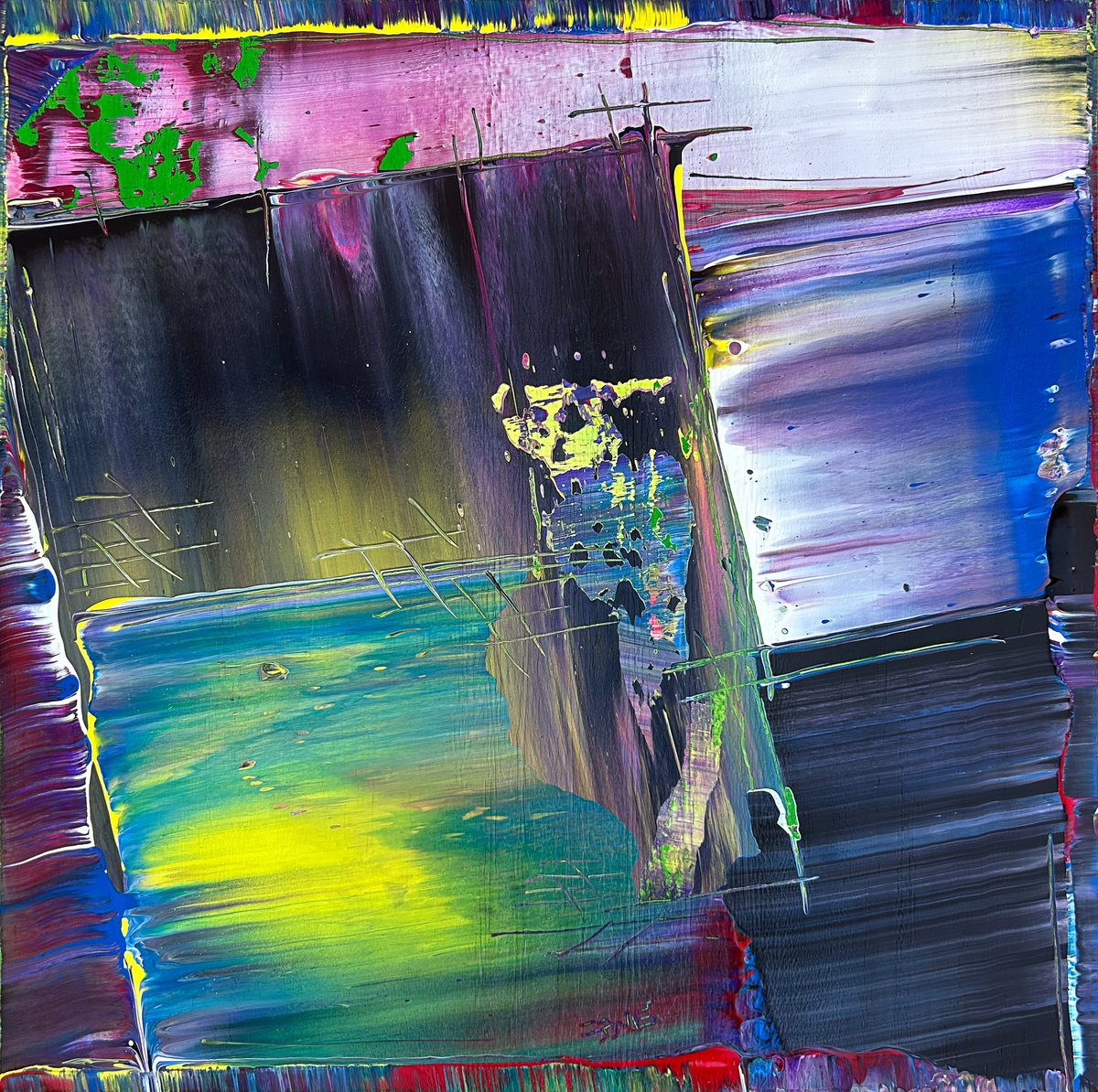 Expressive Abstract Acrylic Painting By Preston M. Smith (Pms), 24 X 24", "Boom For Real", Original Artwork