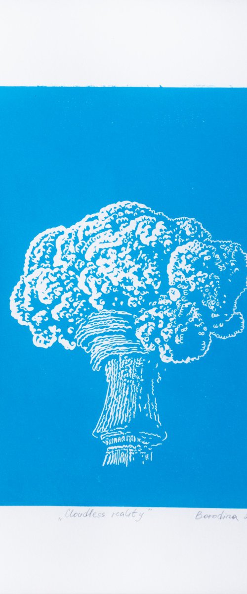 Cloudless Reality – Limited Edition Linocut by Anastasia Borodina