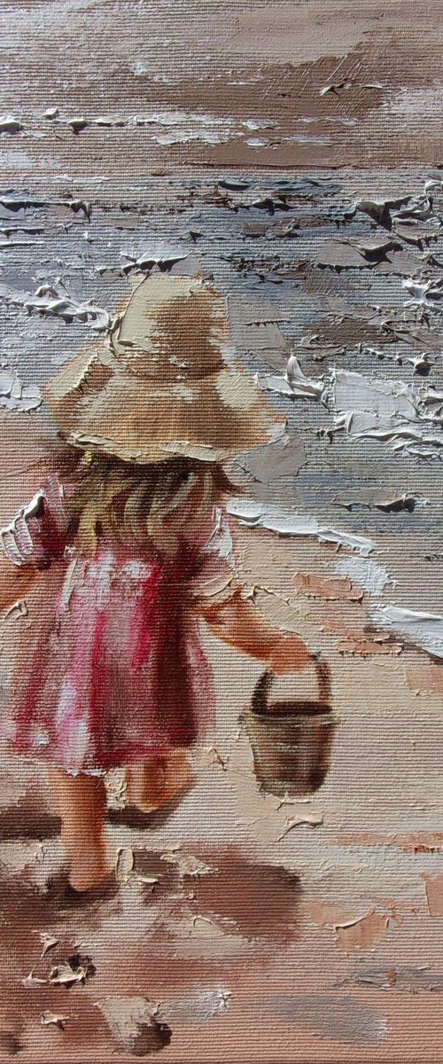 " TREASURES ... " original painting SEA spring palette knife GIFT by Monika Luniak