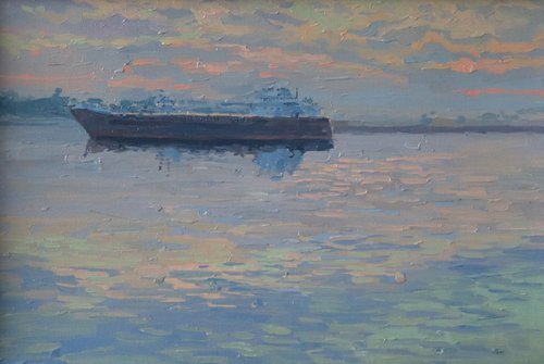 Barge on the Volga by Simon Kozhin