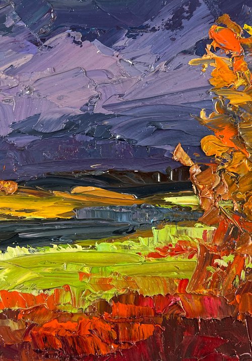 Autumn Landscape with a View of the River by Boris Serdyuk