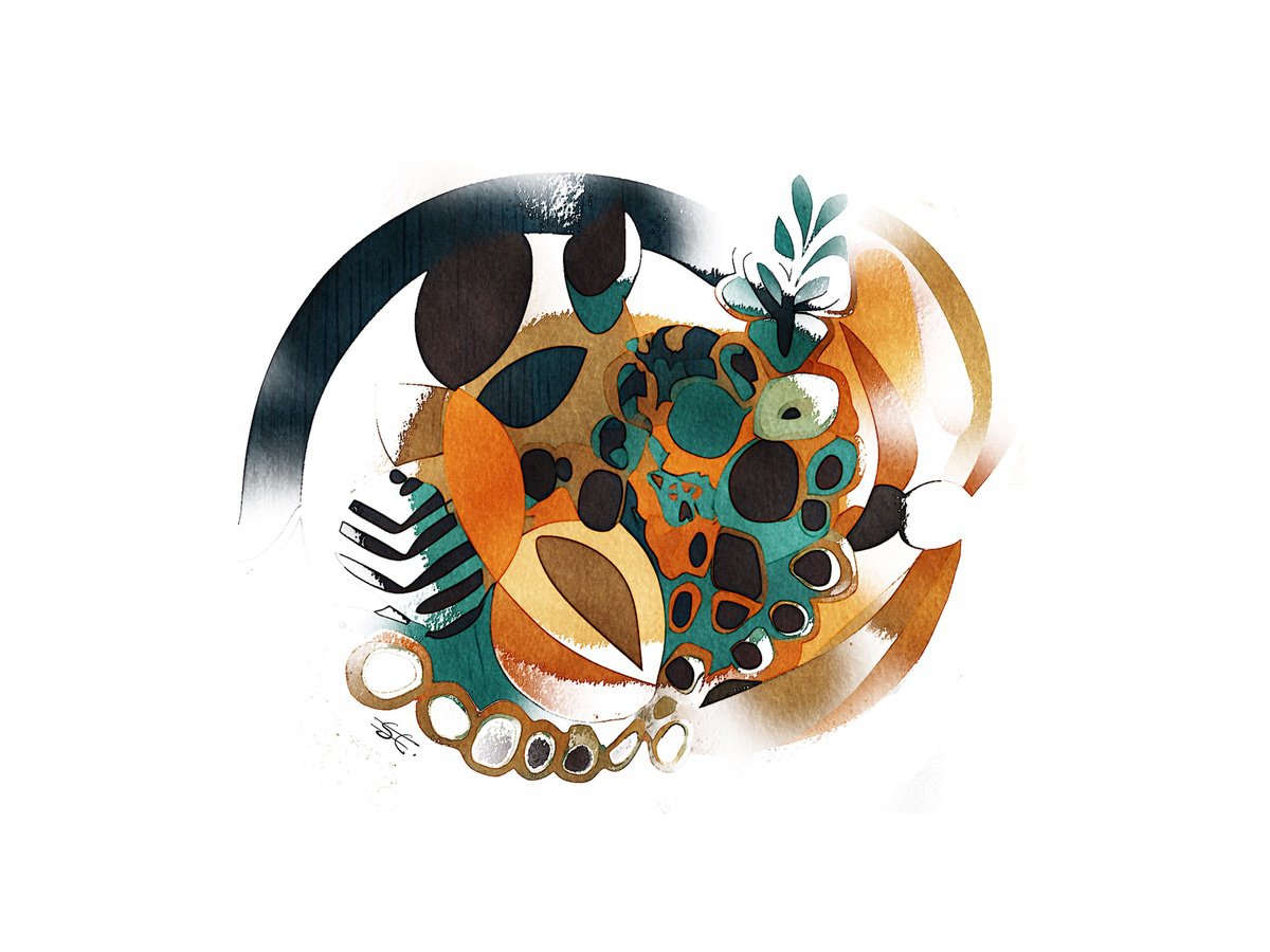 Abstract Botanical Giclee Print By Carla Sa Fernandes, 17 X 12, Bb14.S3, Original Artwork