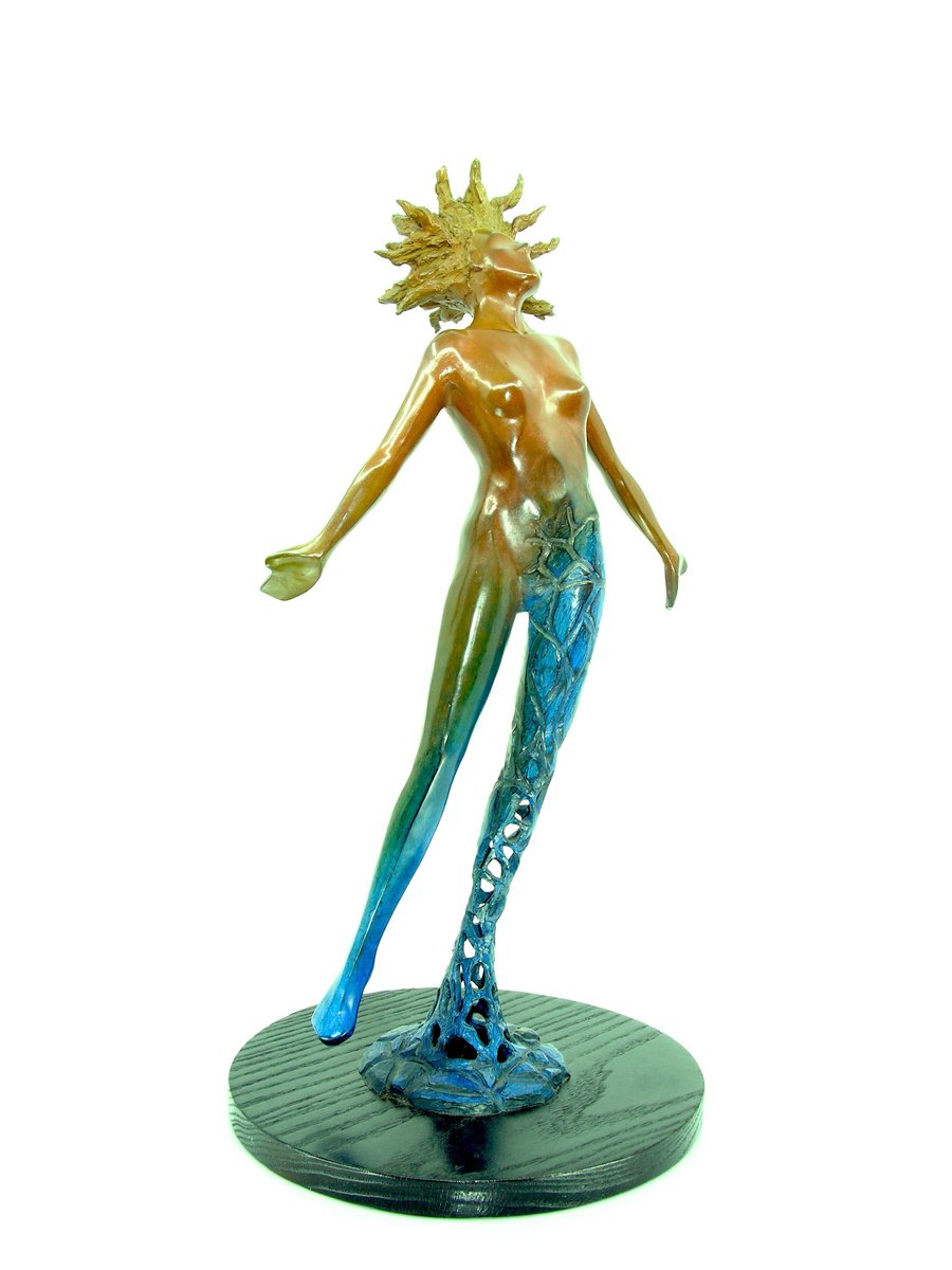 Expressive Portrait Bronze Sculpture By Tomoaki Orikasa, 12 X 24", Regeneration, Original Artwork