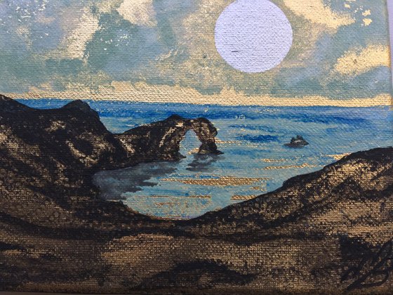 Durdle Door and Man of war bay on gold leaf