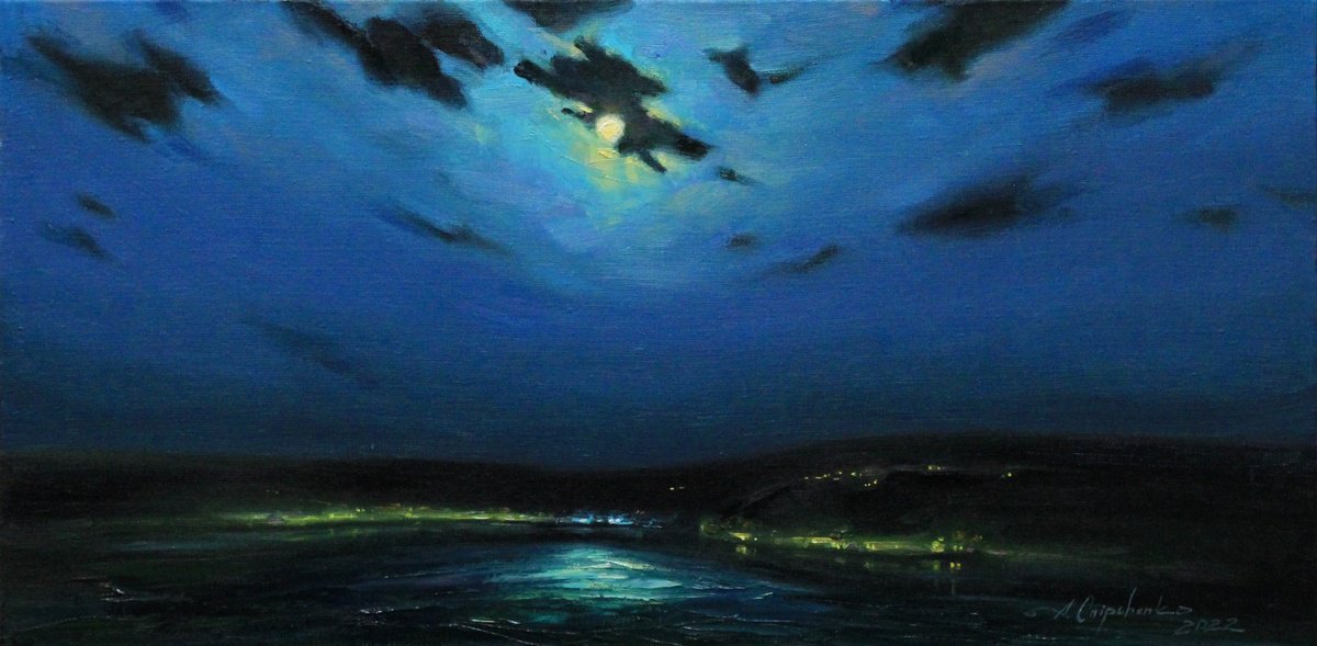 Full moon in the bay by Alisa Onipchenko-Cherniakovska