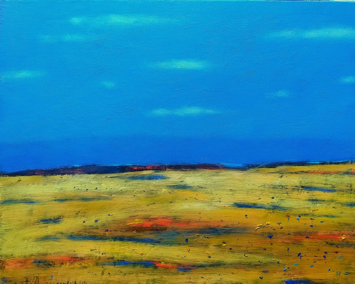 Abstract Landscape Oil Painting By Kestutis Jauniskis, 12 X 9", Landscape 13, Original Artwork